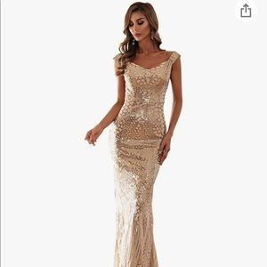 Backless Sleeveless mermaid evening gown